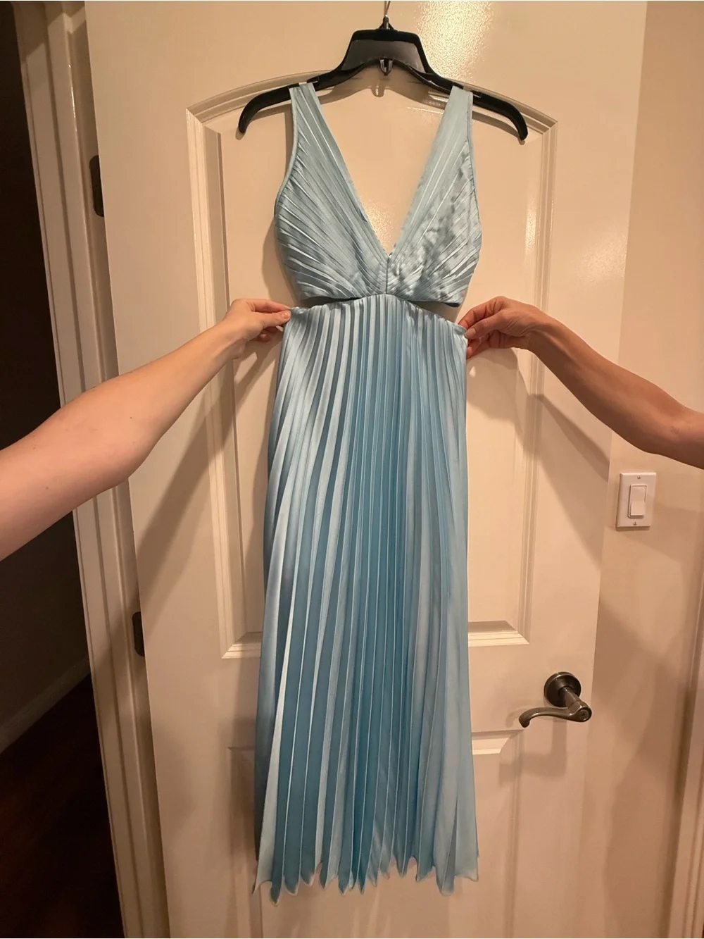 Abercrombie & Fitch Sky Blue Pleated V-Neck Maxi Dress